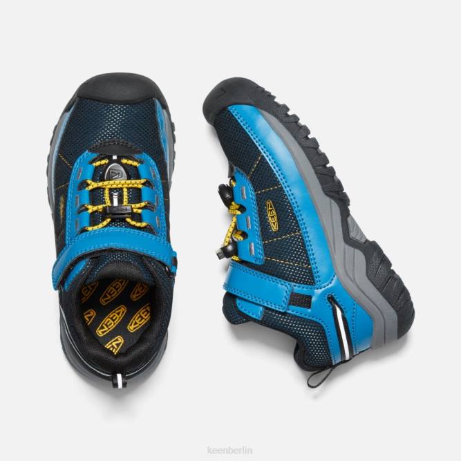 R0Z4282 Mykonos blau-gelbe jüngere \ Targhee Sport Vent Wanderschuhe Keen Mykonos blau-scharfes Gelb
