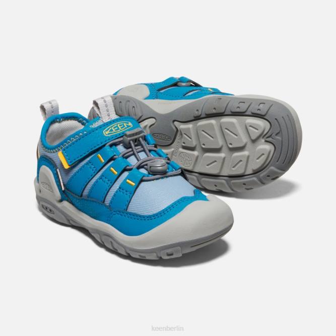 R0Z4562 Kleiner ausgehöhlter Sneaker mit Knoten Keen blauer Schatten-Mykonos-Blau